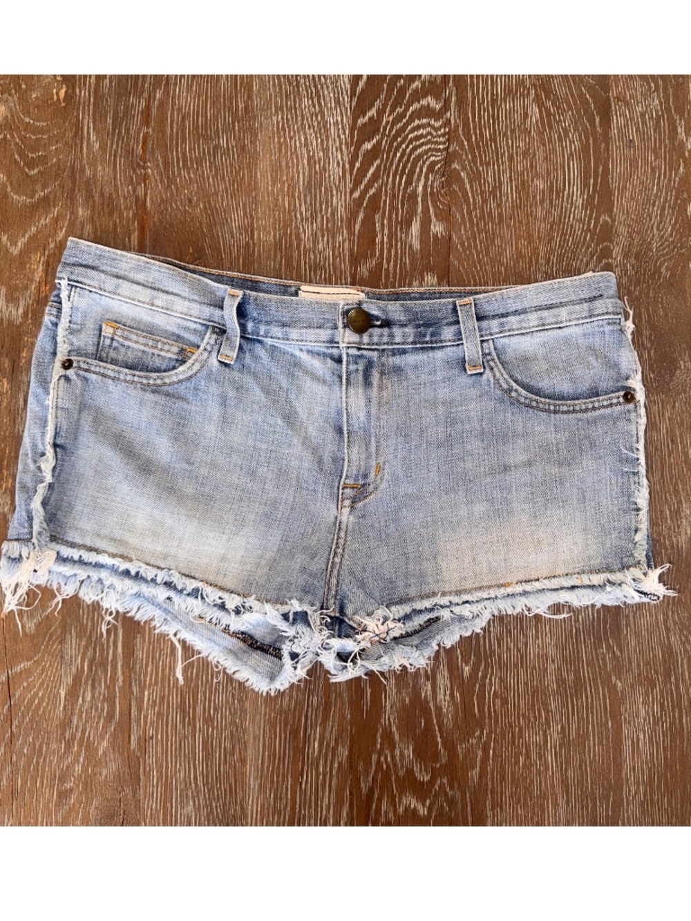 Current/Elliot double-frayed Boyfriend low-rise jean shorts-size 28